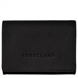 Portmonetki Longchamp Le Foulonné Męskie Czarne | SN-LCMP49276