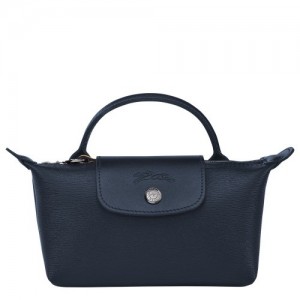 Pouches Longchamp Le Pliage City With Handle Damskie Granatowe | SN-LCMP48379