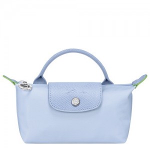 Pouches Longchamp Le Pliage Green With Handle Damskie Niebieskie | SN-LCMP48396