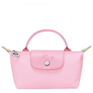 Pouches Longchamp Le Pliage Green With Handle Damskie Różowe | SN-LCMP48397