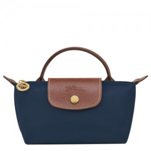 Pouches Longchamp Le Pliage Original With Handle Damskie Granatowe | SN-LCMP48403