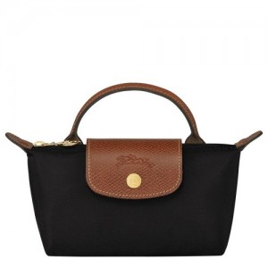 Pouches Longchamp Le Pliage Original With Handle Damskie Czarne | SN-LCMP48404