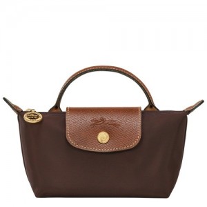 Pouches Longchamp Le Pliage Original With Handle Damskie Czekolada | SN-LCMP48439