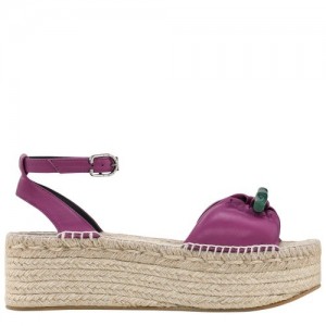 Sandały Longchamp Roseau Koturny Espadrilles Damskie Fioletowe | SN-LCMP48827