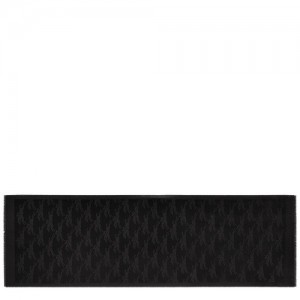 Stoles Longchamp Chevaux Jacquard Damskie Czarne | SN-LCMP48917