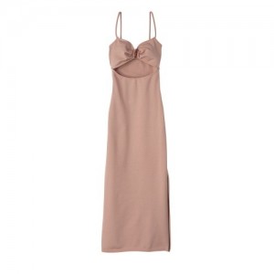 Sukienka Longchamp Midi Damskie Beżowe | SN-LCMP48665