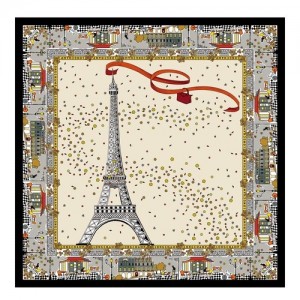 Szaliki Longchamp Le Pliage In Paris Silk Damskie Białe | SN-LCMP48904