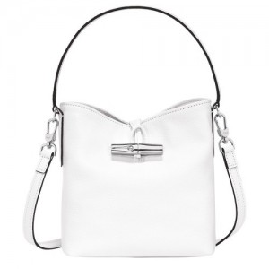 Torba Crossbody Longchamp Roseau Xs Bucket Damskie Białe | SN-LCMP47937