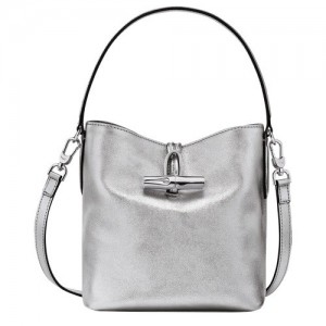 Torba Crossbody Longchamp Roseau Xs Bucket Damskie Srebrne | SN-LCMP47938