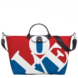 Torby Podróżne Longchamp X Robert Indiana Męskie Białe | SN-LCMP49335
