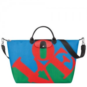 Torby Podróżne Longchamp X Robert Indiana Męskie Czerwone Granatowe | SN-LCMP49336