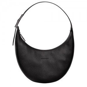 Torby Przez Ramię Longchamp Roseau Essential M Hobo Damskie Czarne | SN-LCMP48006