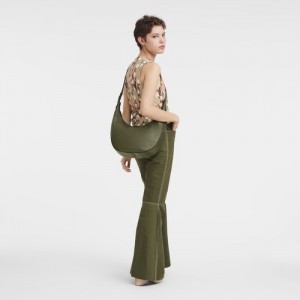 Torby Przez Ramię Longchamp Roseau Essential L Damskie Khaki | SN-LCMP48067
