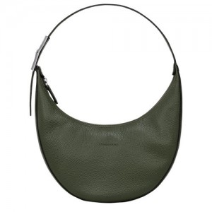 Torby Przez Ramię Longchamp Roseau Essential M Hobo Damskie Khaki | SN-LCMP48070