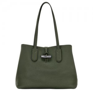 Torby Przez Ramię Longchamp Roseau Essential M Tote Damskie Khaki | SN-LCMP48071