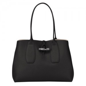 Torby Przez Ramię Longchamp Roseau L Tote Damskie Czarne | SN-LCMP48002