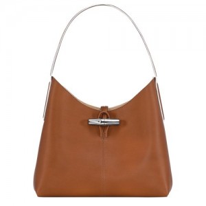 Torby Przez Ramię Longchamp Roseau M Hobo Damskie Brązowe | SN-LCMP47994