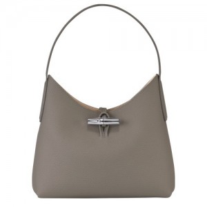 Torby Przez Ramię Longchamp Roseau M Hobo Damskie Szare | SN-LCMP47995