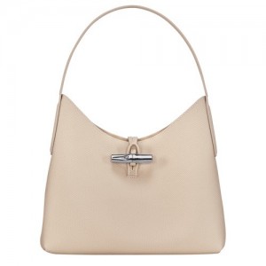 Torby Przez Ramię Longchamp Roseau M Hobo Damskie Beżowe | SN-LCMP47996