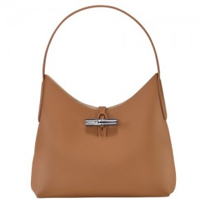 Torby Przez Ramię Longchamp Roseau M Hobo Damskie Beżowe | SN-LCMP47997