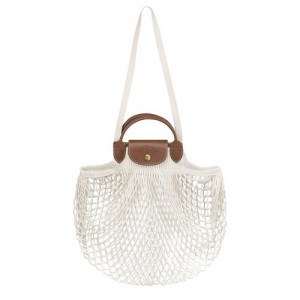 Torebka Longchamp Le Pliage Filet L Mesh Damskie Białe | SN-LCMP47781