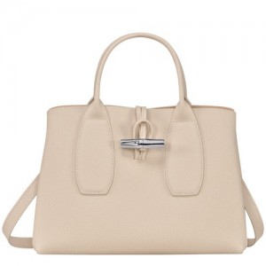 Torebka Longchamp Roseau M Damskie Beżowe | SN-LCMP47769