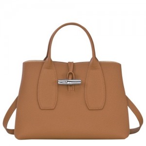 Torebka Longchamp Roseau M Damskie Beżowe | SN-LCMP47770