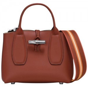 Torebka Longchamp Roseau M Damskie Brązowe | SN-LCMP47779
