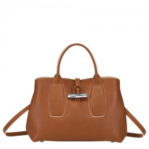 Torebka Longchamp Roseau M Damskie Brązowe | SN-LCMP47763