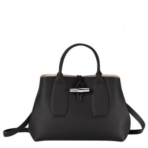 Torebka Longchamp Roseau M Damskie Czarne | SN-LCMP47771