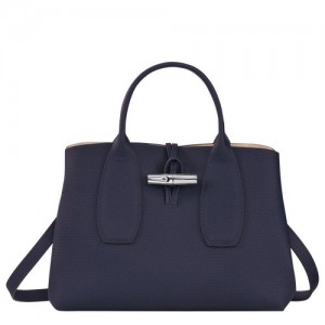 Torebka Longchamp Roseau M Damskie Granatowe | SN-LCMP47773