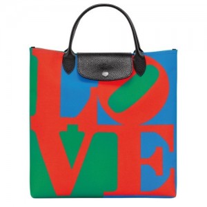 Torebka Longchamp X Robert Indiana L Męskie Czerwone Granatowe | SN-LCMP49204