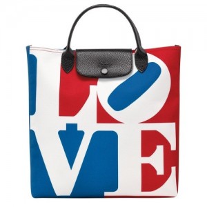 Torebka Longchamp X Robert Indiana L Męskie Białe | SN-LCMP49205