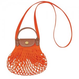 Torebki Małe Longchamp Le Pliage Filet Xs Mesh Damskie Pomarańczowe | SN-LCMP48215
