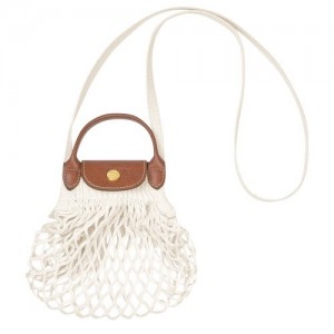 Torebki Małe Longchamp Le Pliage Filet Xs Mesh Damskie Białe | SN-LCMP48216