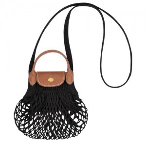 Torebki Małe Longchamp Le Pliage Filet Xs Mesh Damskie Czarne | SN-LCMP48217